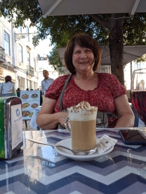 Kathie enjoying her Cappuccino